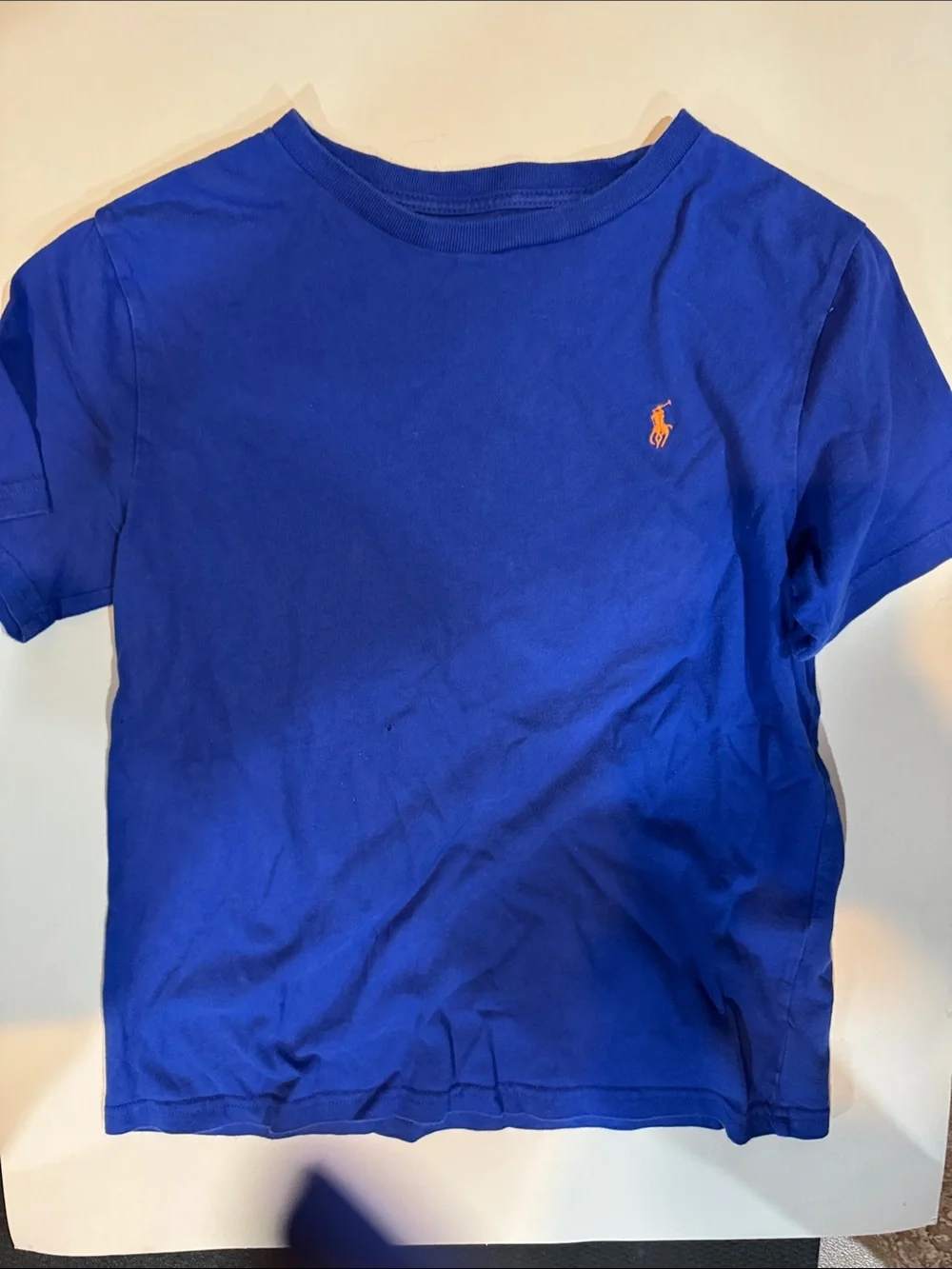 Ralph Lauren Kids Bright Blue Crewneck Tee with Orange Pony